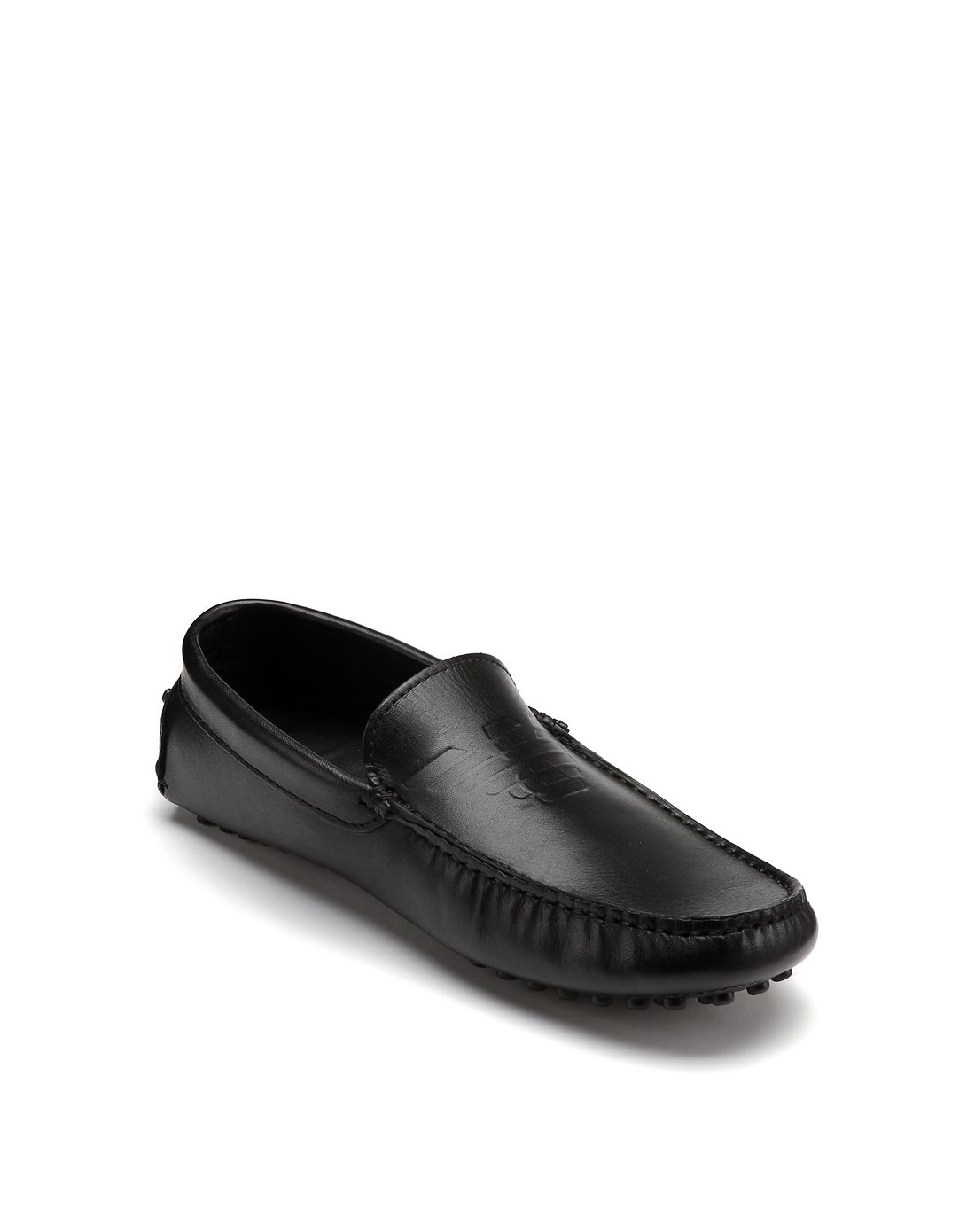 emporio armani男款黑色logo装饰防滑休闲皮鞋黑色