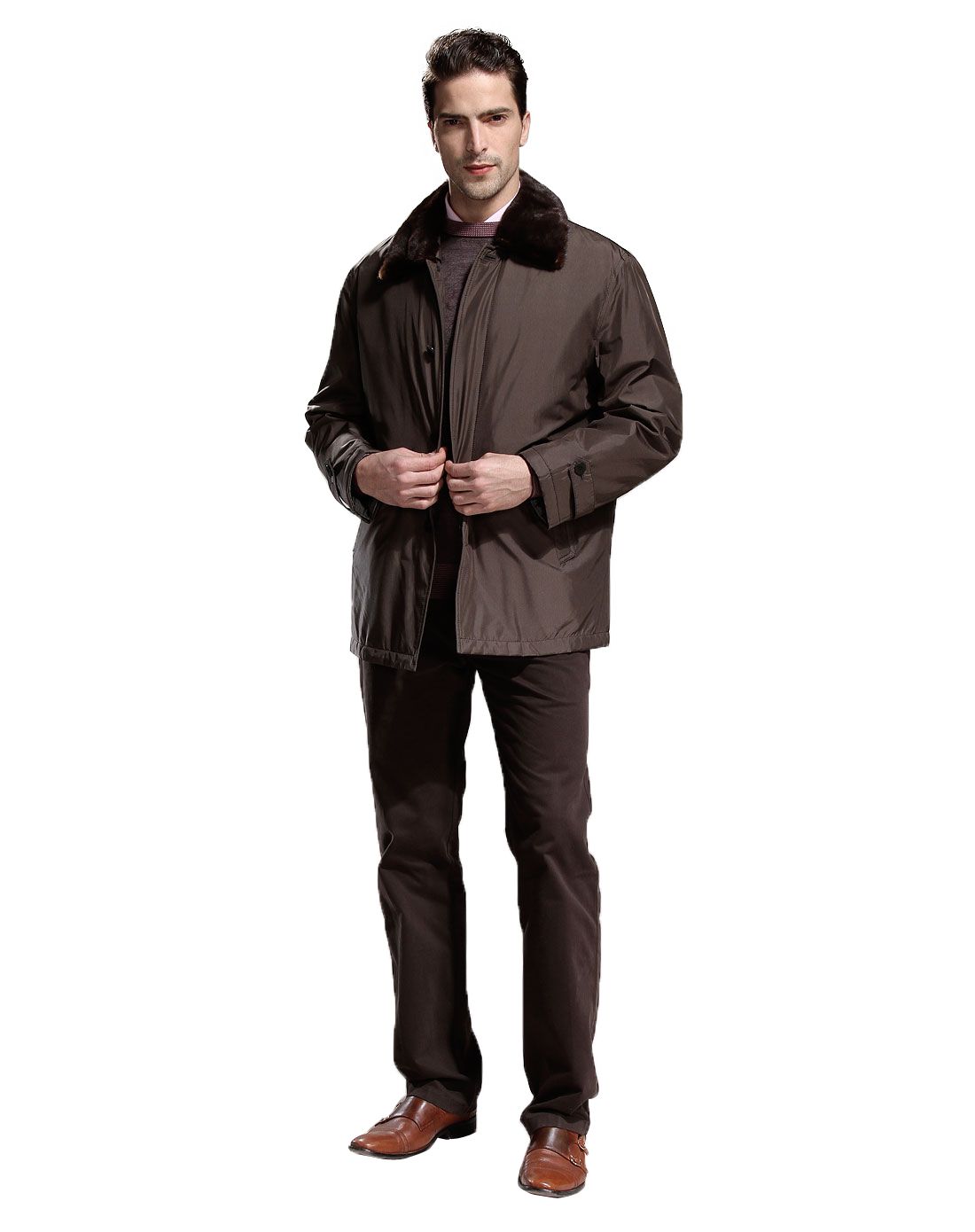 草灰绿色宽松个性时尚长袖羽绒服