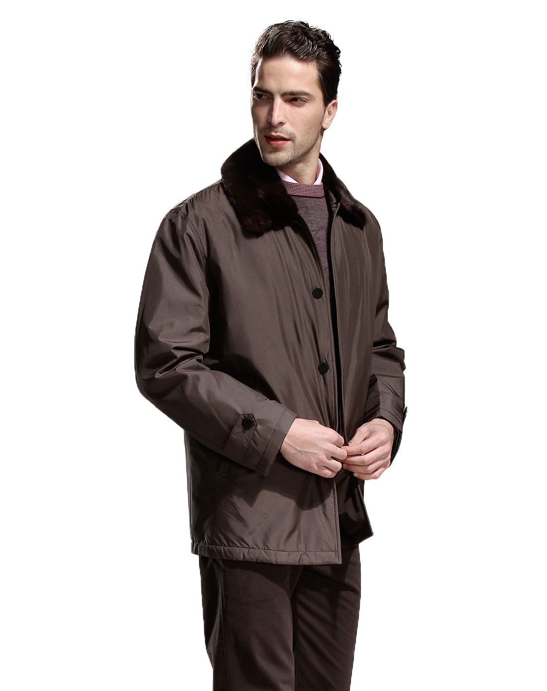 草灰绿色宽松个性时尚长袖羽绒服