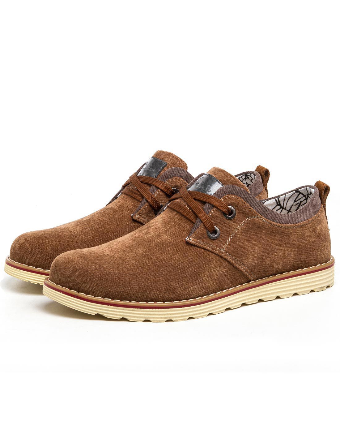 男款棕色灯芯绒休闲鞋