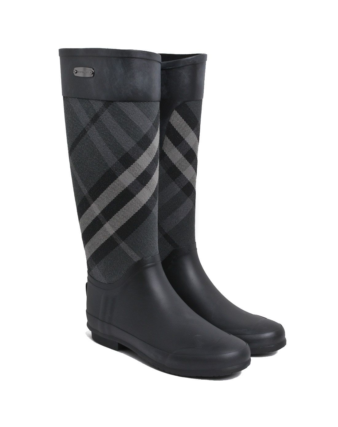 burberry 女士黑色休闲格纹长靴