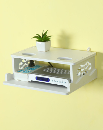 创意两层机顶盒收纳架白色