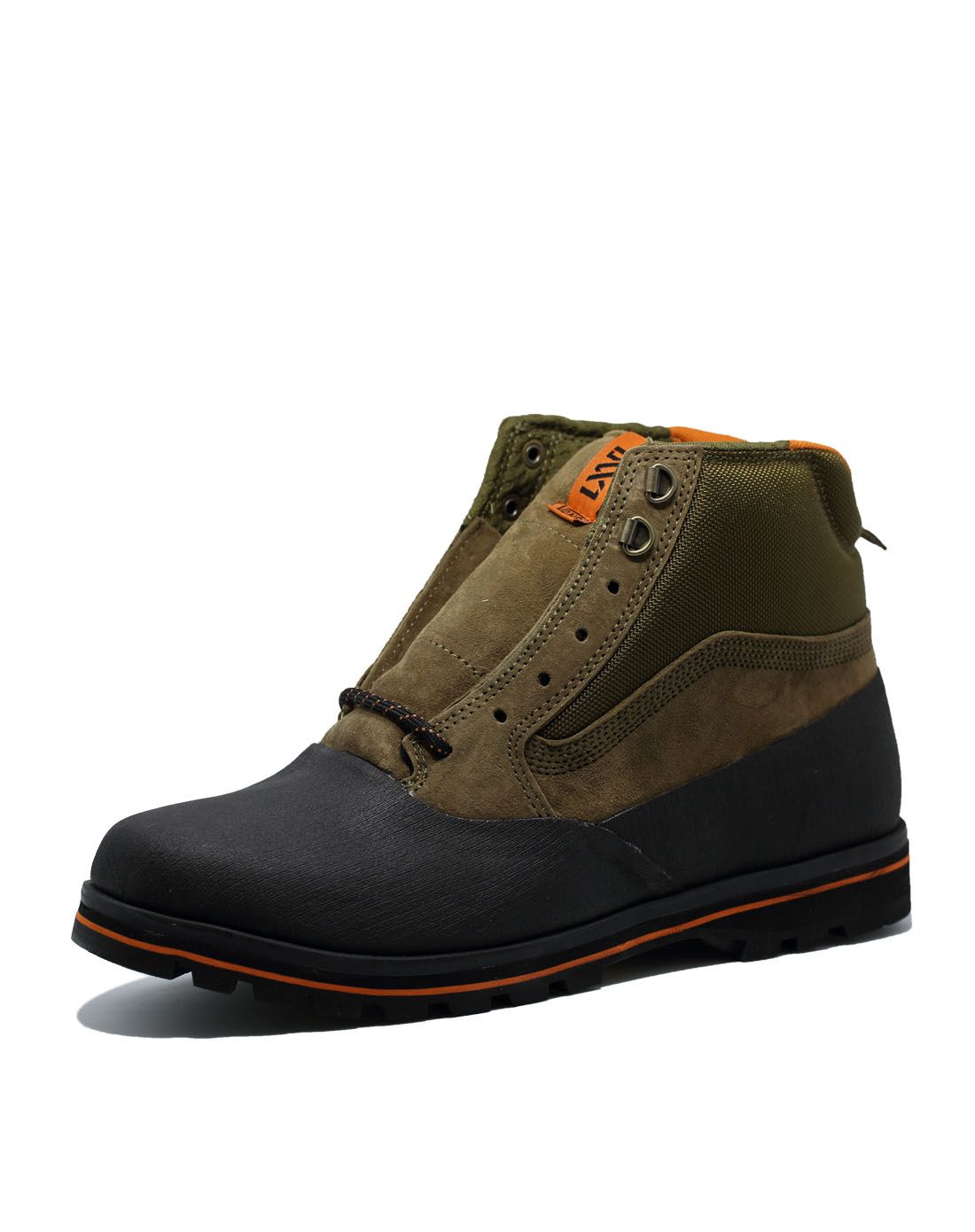 猪皮革拼接 男款绿配黑色休闲鞋 高帮耐磨