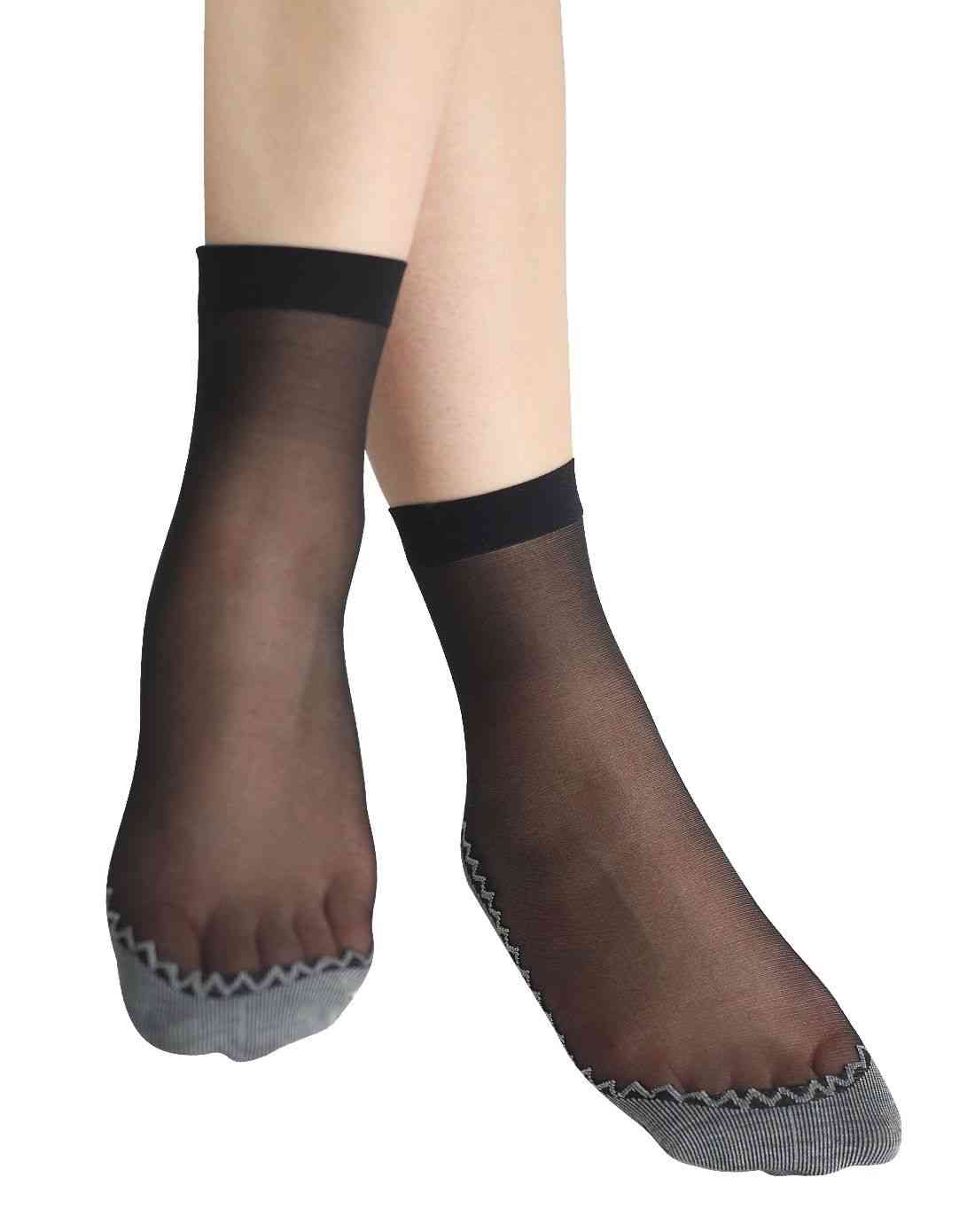 【唯品专供】6双装短丝袜棉底包芯丝袜提花