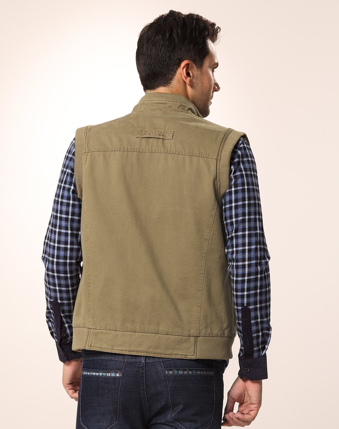 水洗直筒工装军旅 男款卡其色马甲