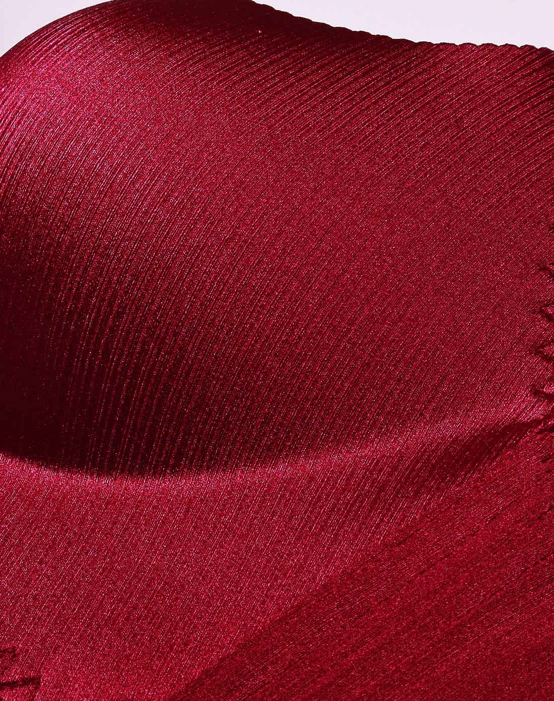 纷泽琉光酒红色拉丝光面无钢圈调整型文胸套装