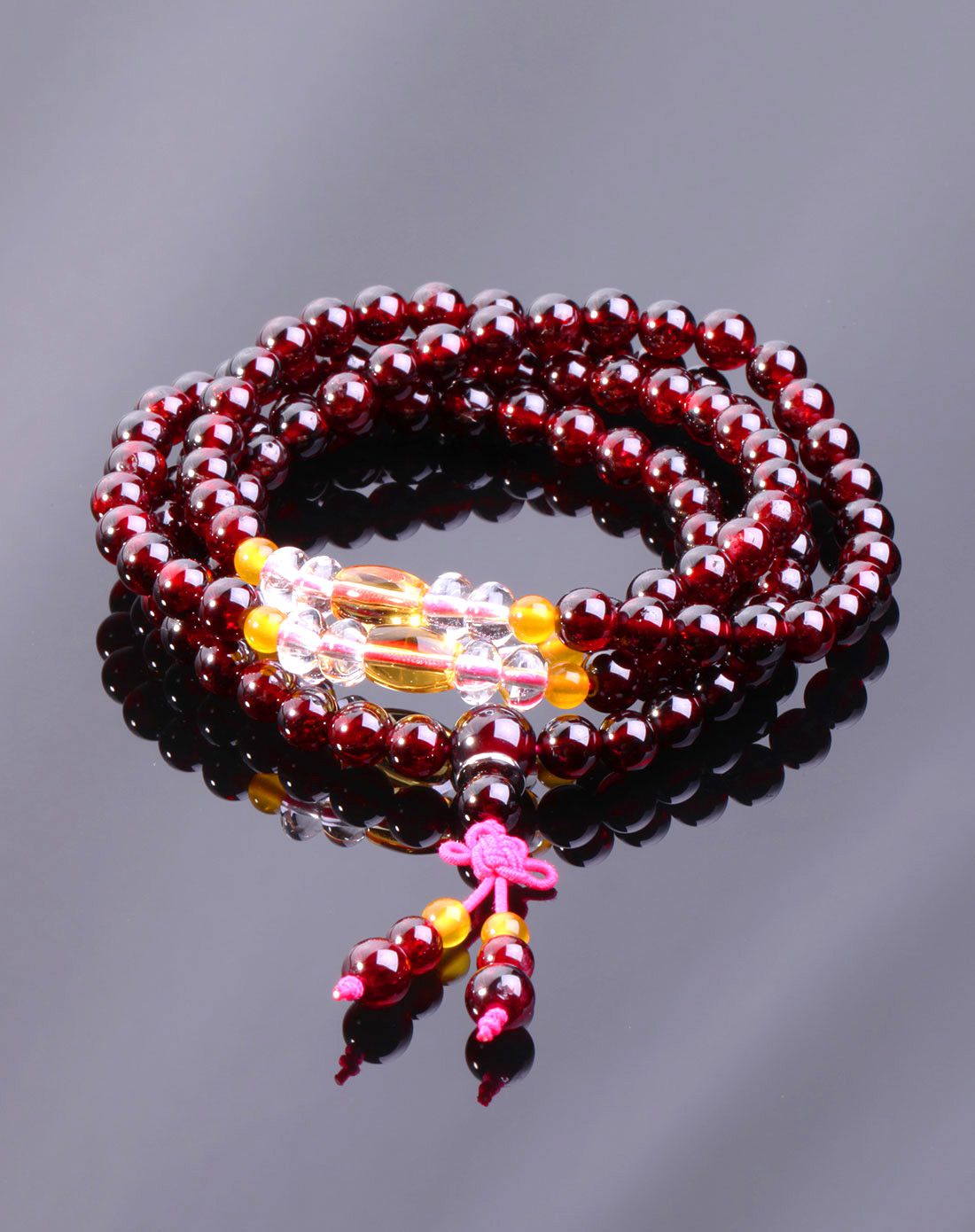 石头记 结缘佛珠 石榴石 108颗佛珠多层手链