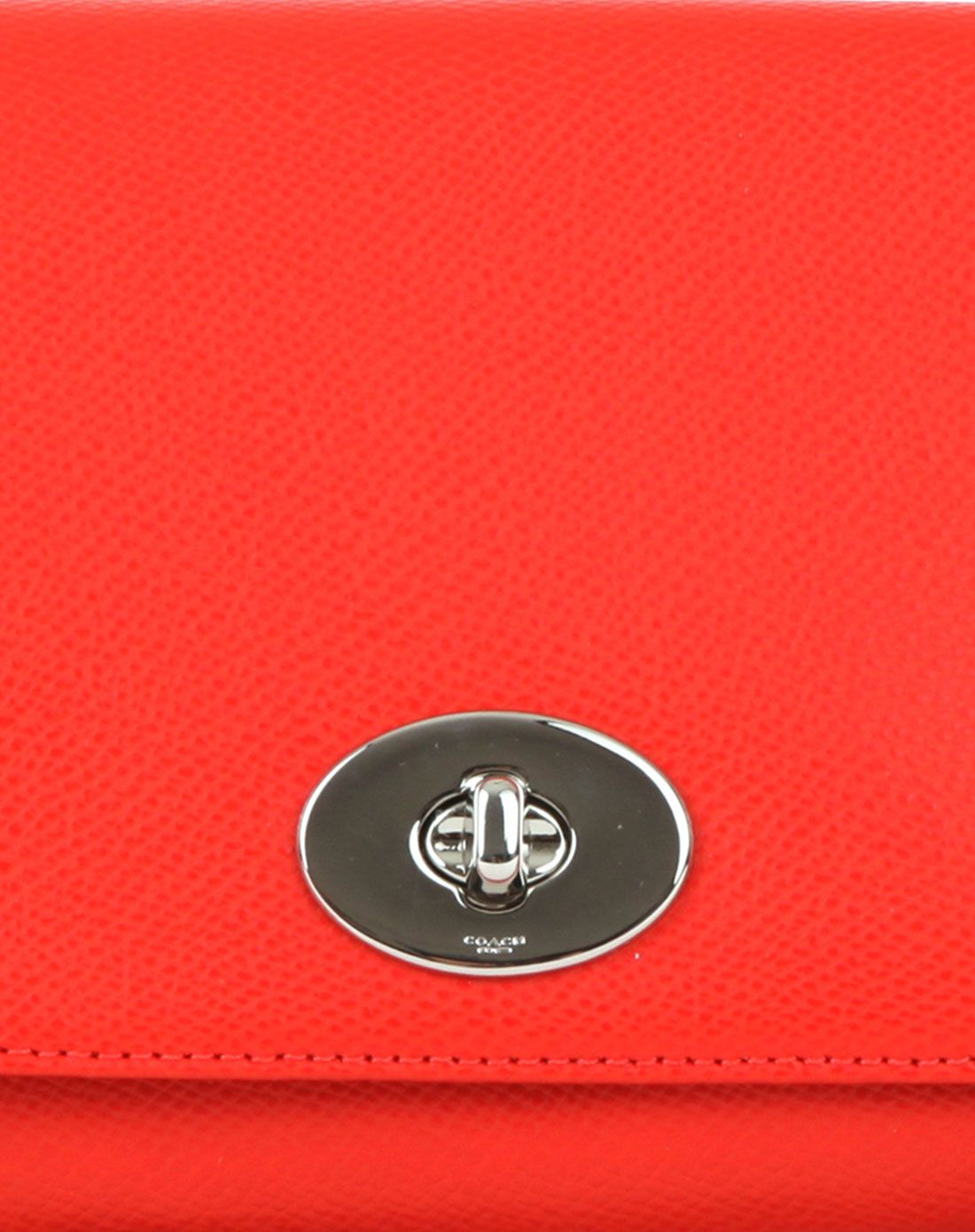 女士橘红色纯皮链条包