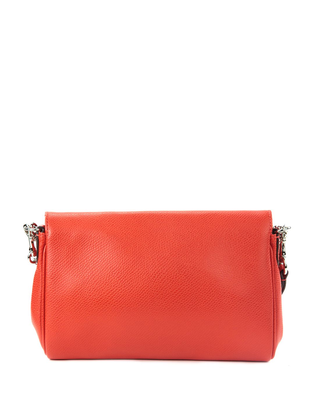 coach女士橘红色纯皮链条包