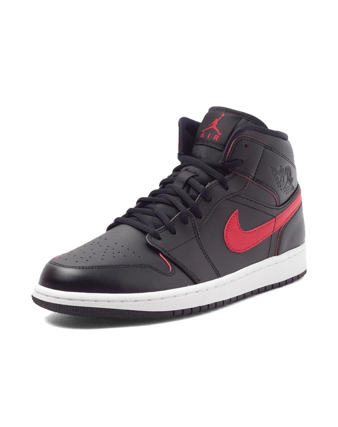 air jordan 1 mid 男款黑色篮球鞋