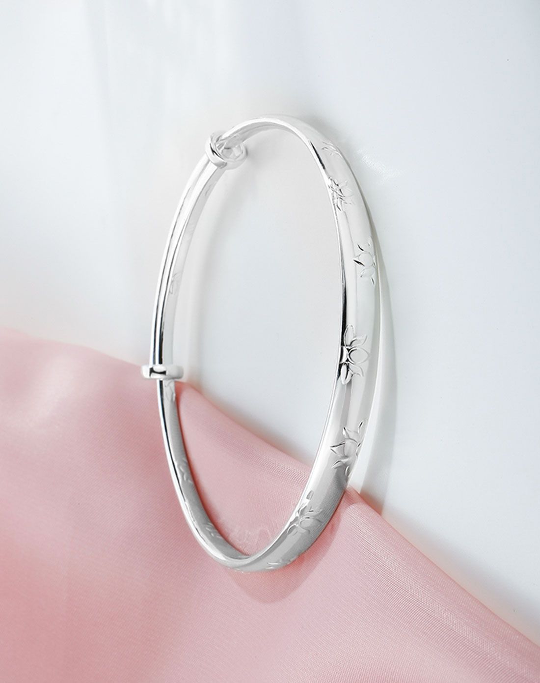 银时代 女人花系列.s925银手镯 荷花