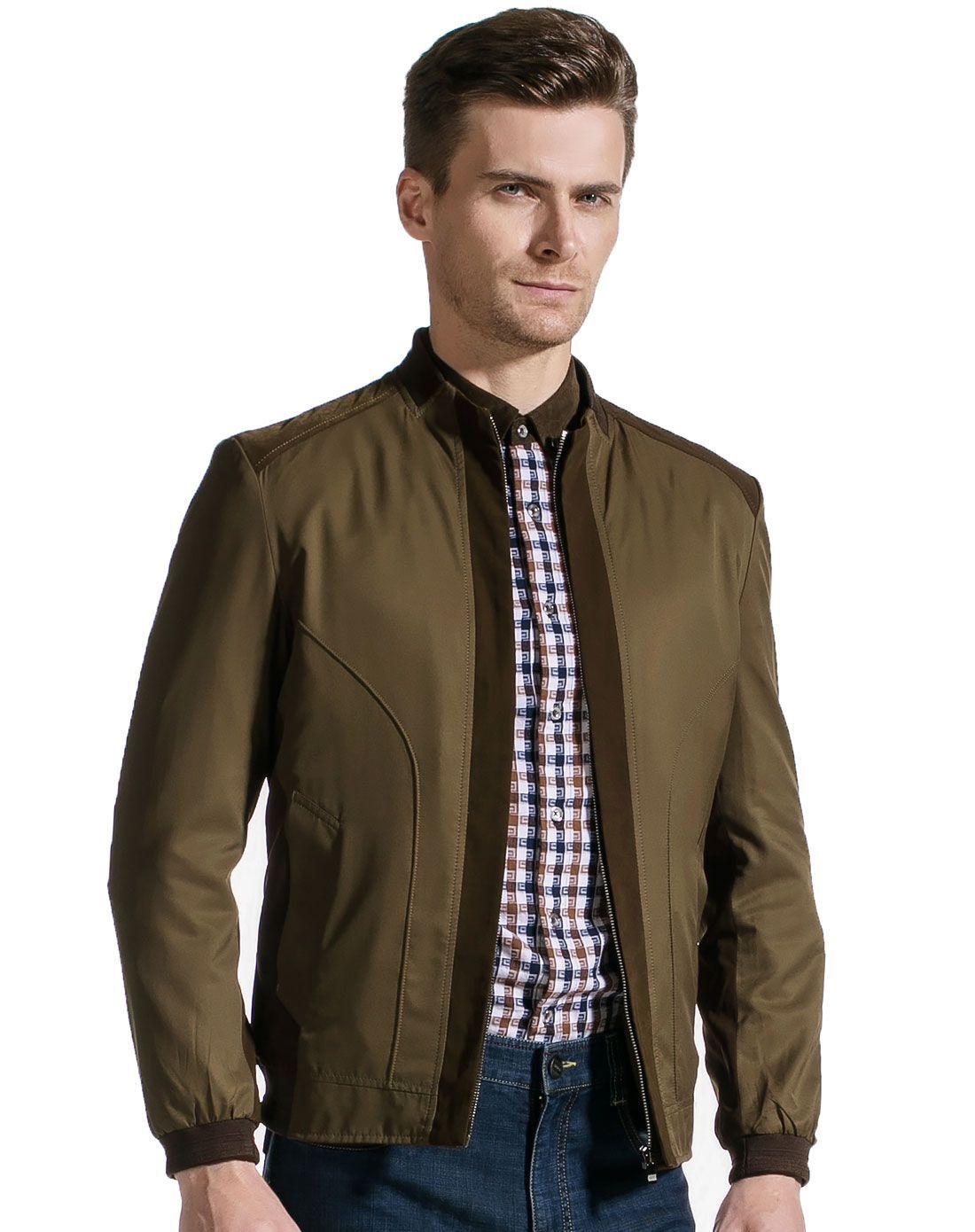 九鹿·王worthy男士啡棕色时尚休闲立领茄克n4qj012026_唯品会