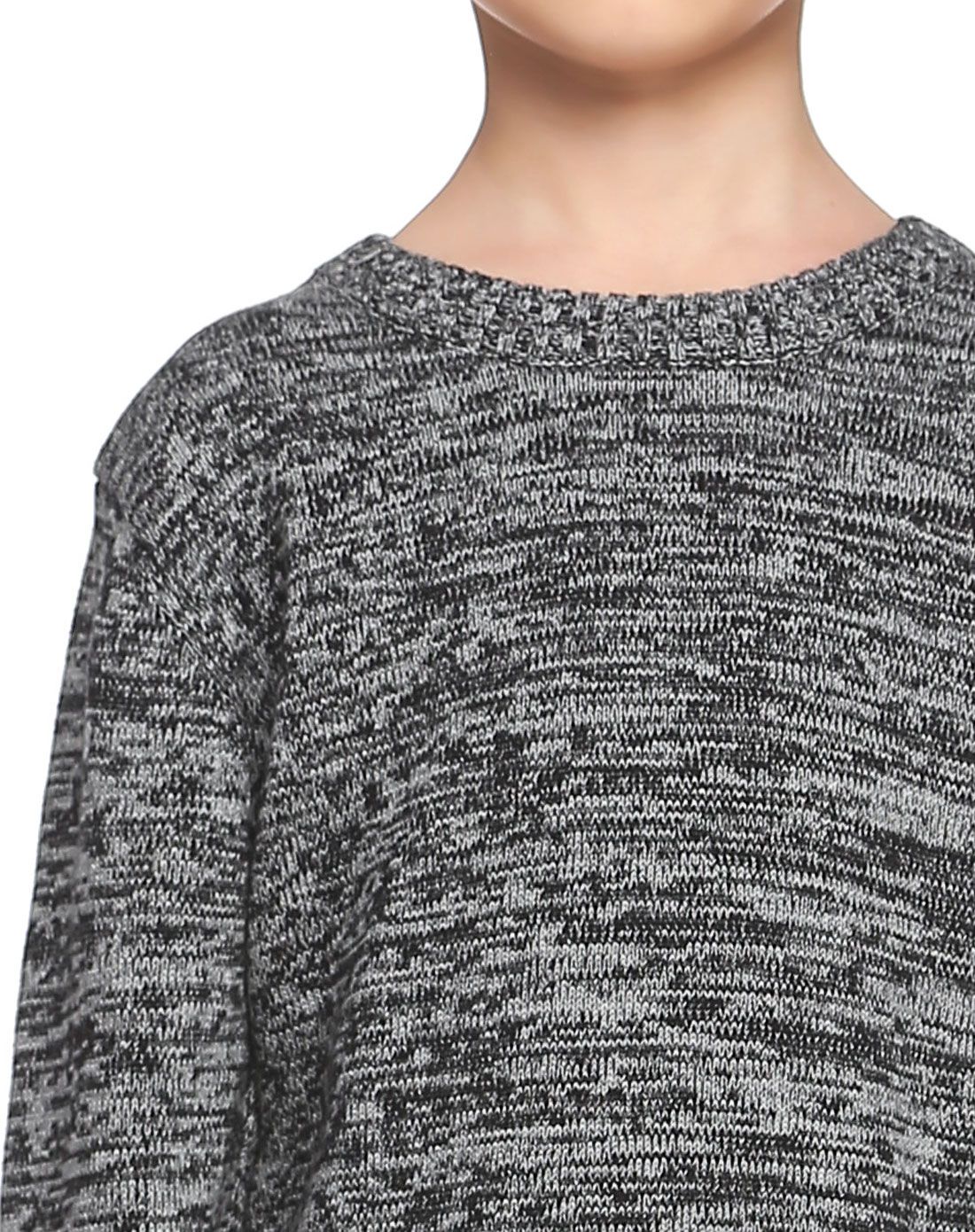 纯棉保暖 男童款深灰配浅灰色长袖针织衫