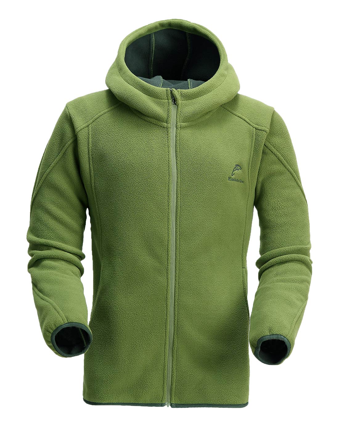 360g复合摇粒绒 男款军绿防寒保暖带帽抓绒外套(情侣款)