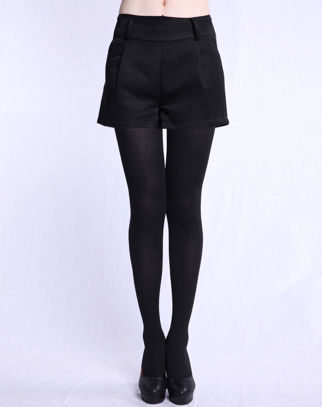 提花小格子连裤袜2条装(1黑1灰)