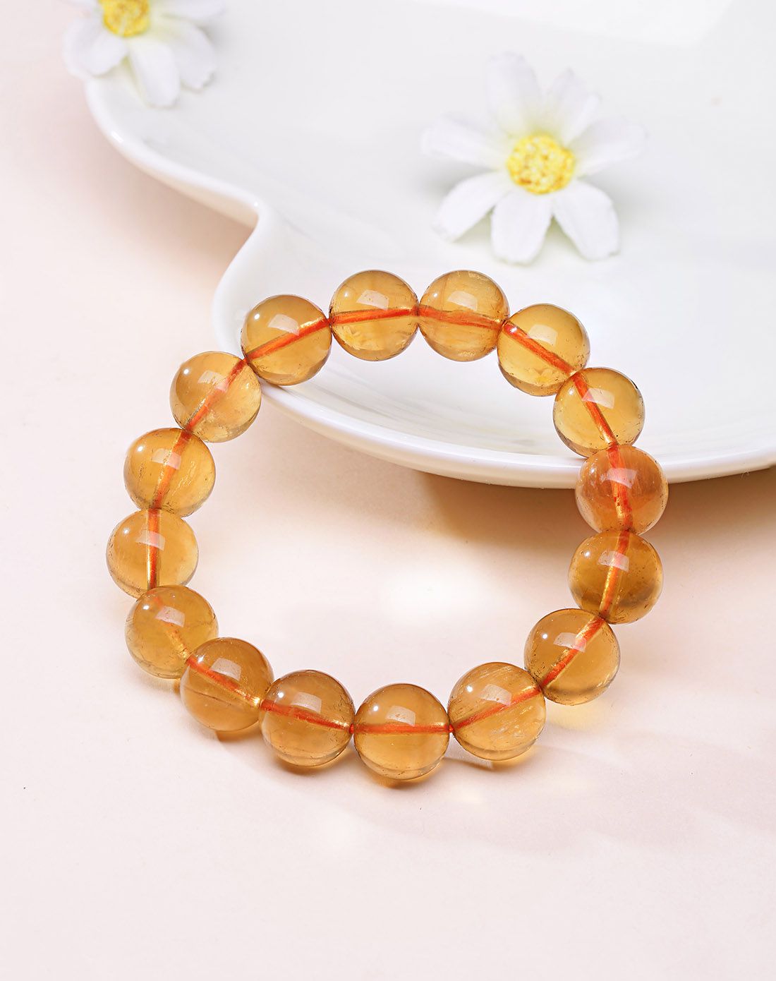 柏诗翠 天然黄萤石圆珠手链 01