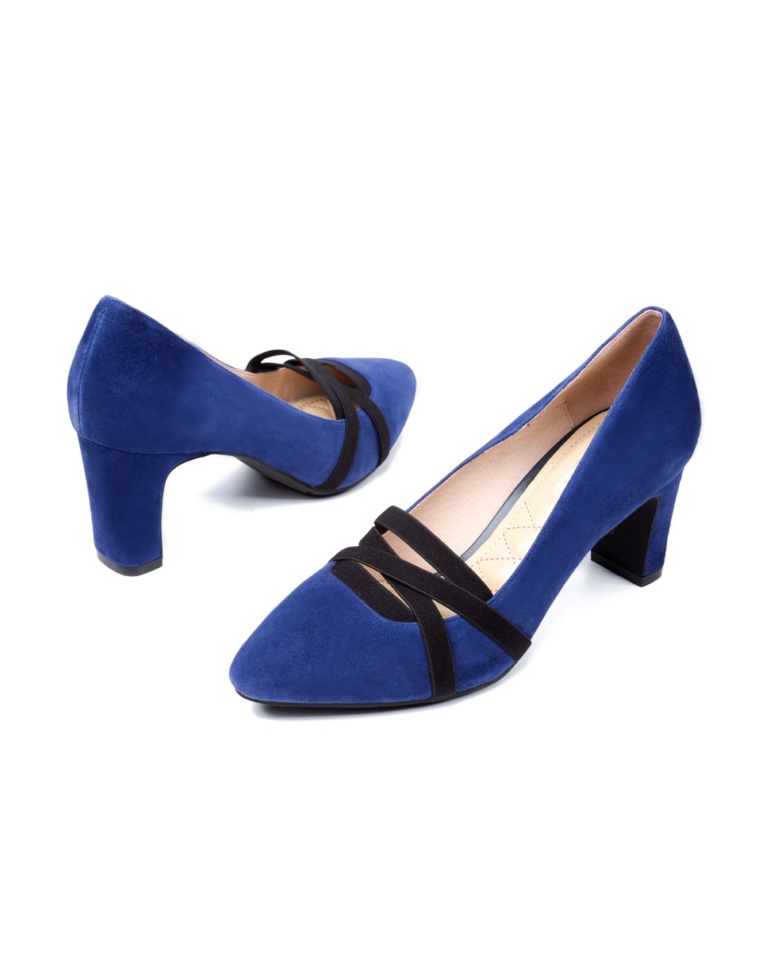 bata拔佳蓝色反绒皮女鞋