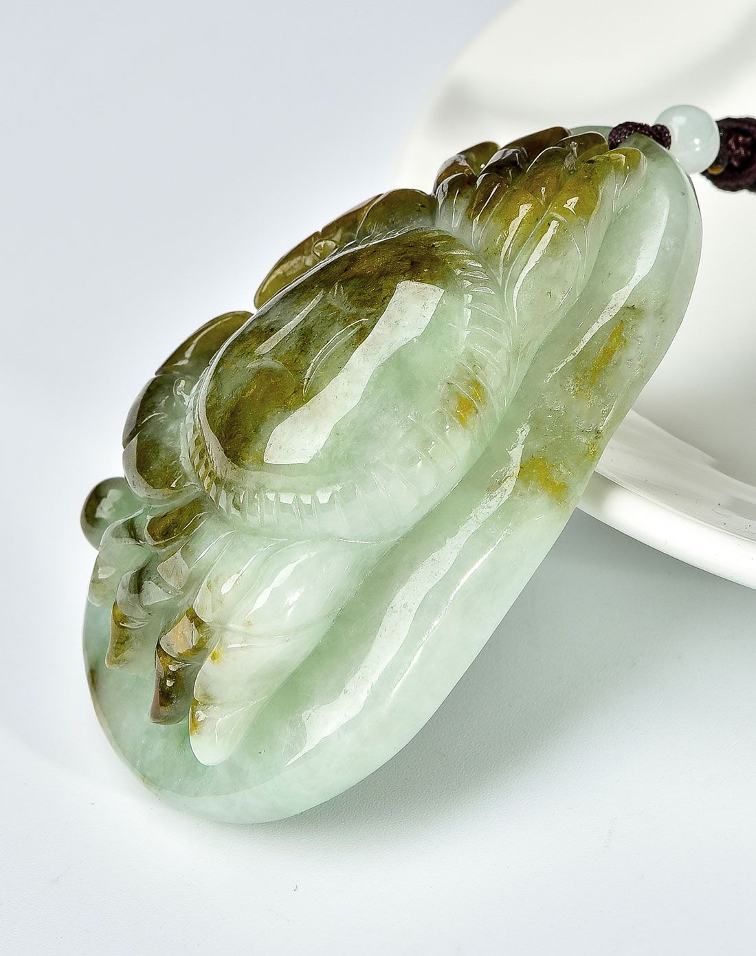 凤禧 俏色天然翡翠八方来财大件吊坠