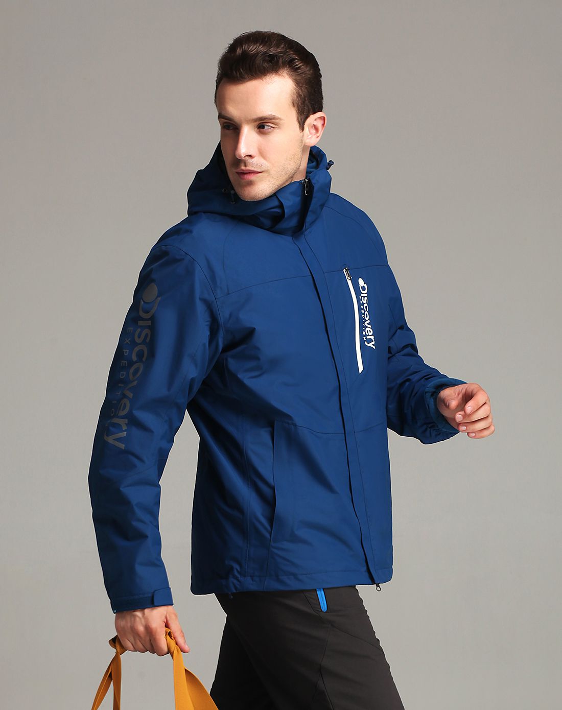 男式铁蓝灰贝尔大冒险明星同款三合一套绒冲锋衣