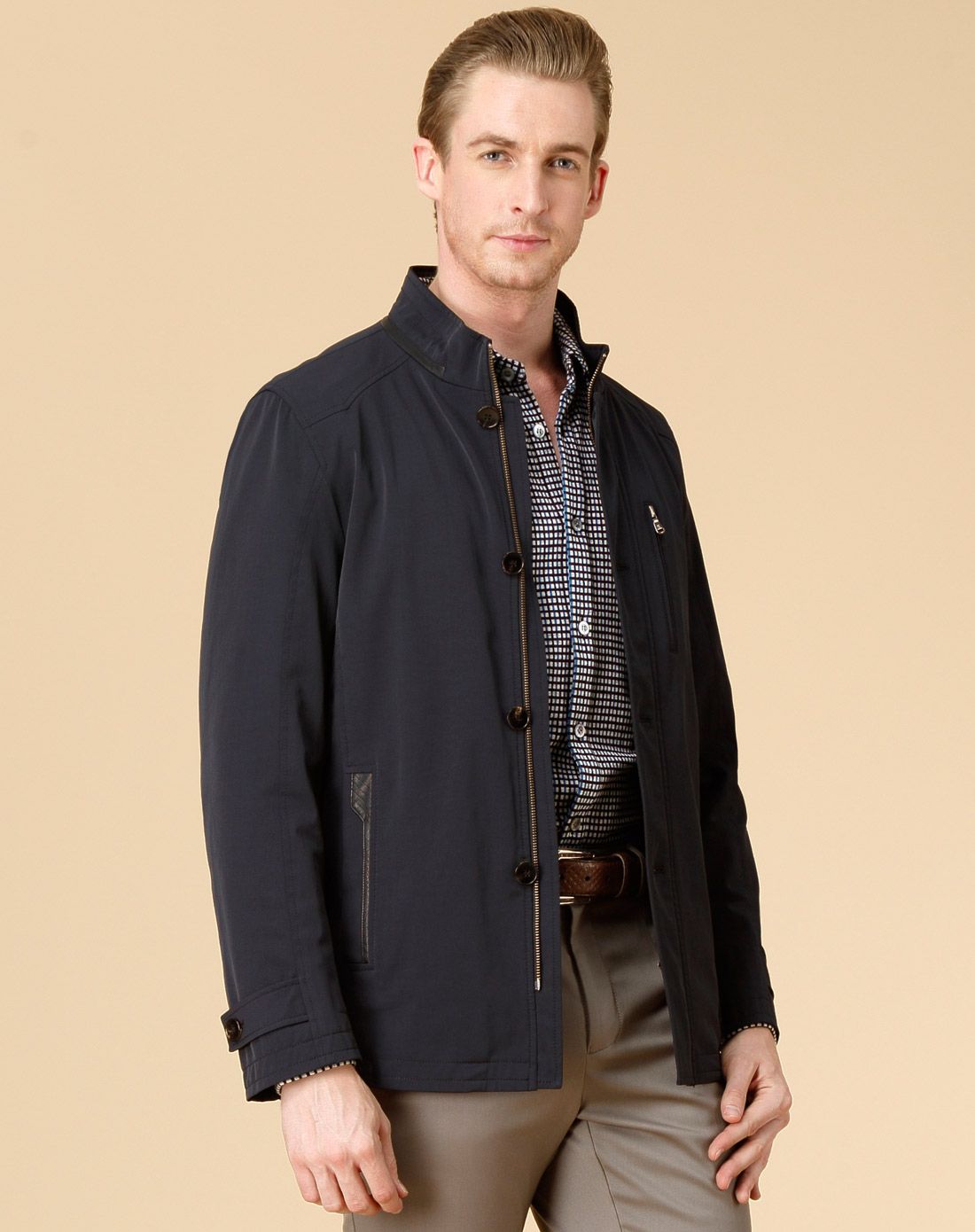 路卡迪龙黑色经典商务长袖便装