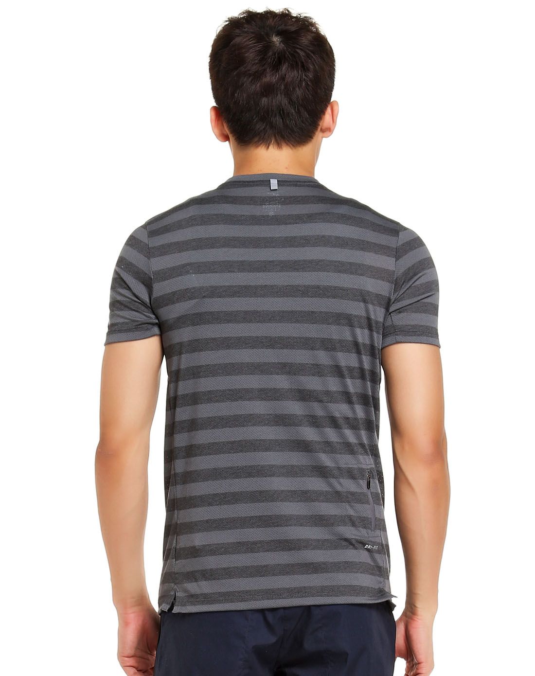 快速排汗 男款灰黑条纹短袖t恤