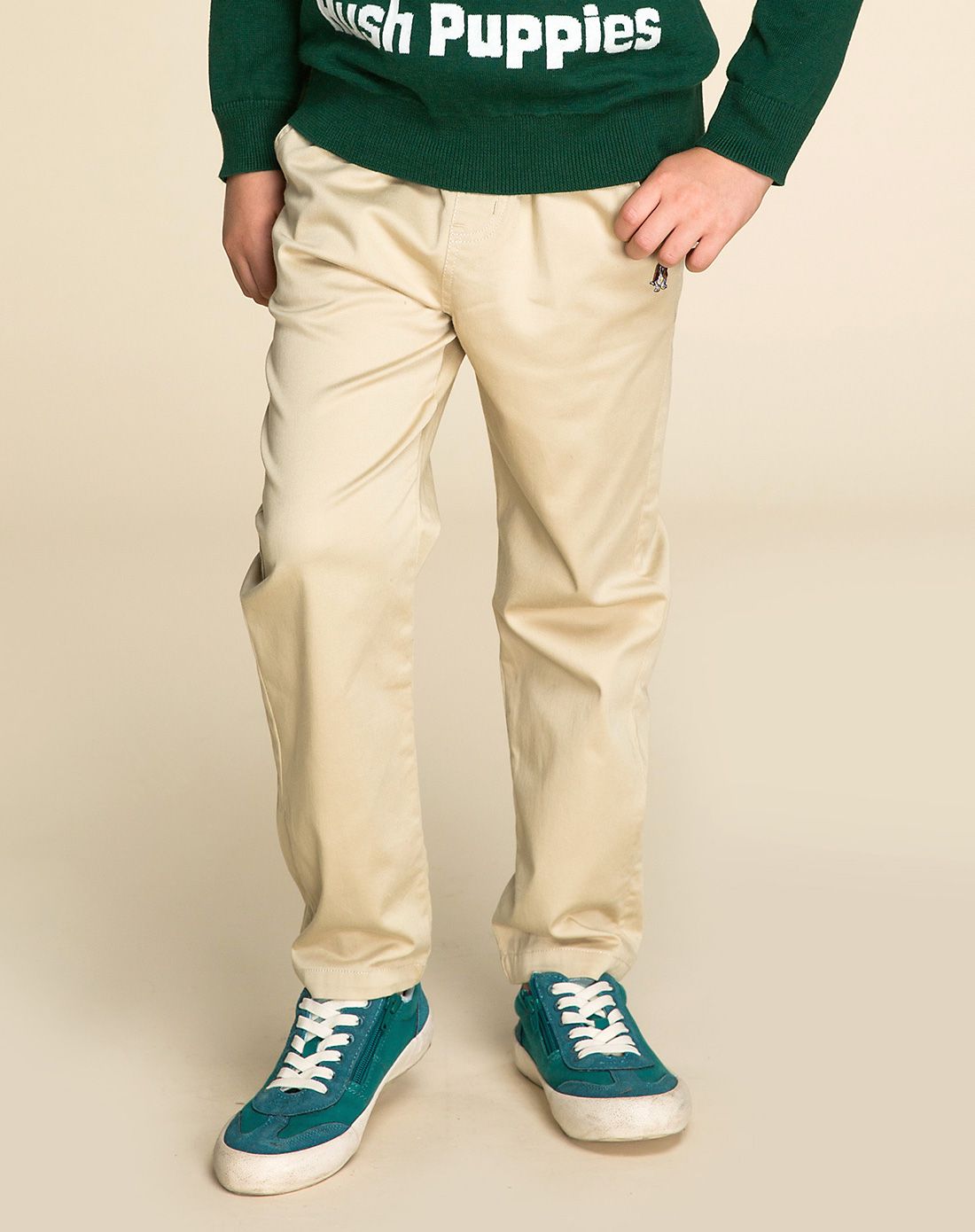 男童浅卡其经典裤子