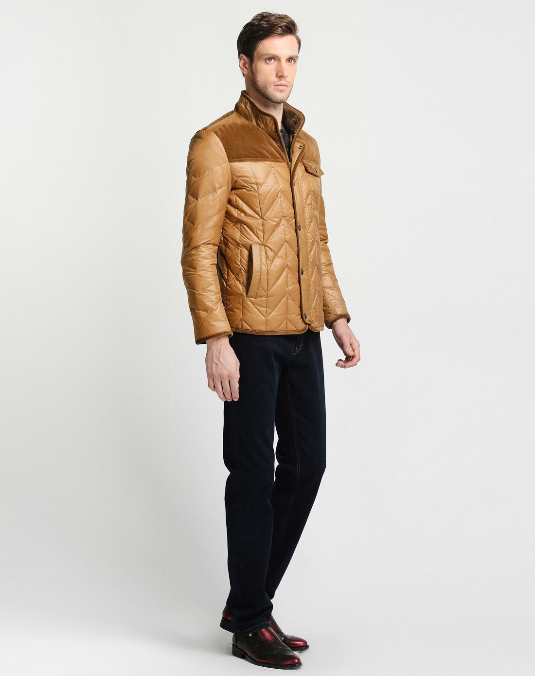 丹顿aidydanton男士黄色拼接羊毛领羽绒服ymx4485789-23_唯品会