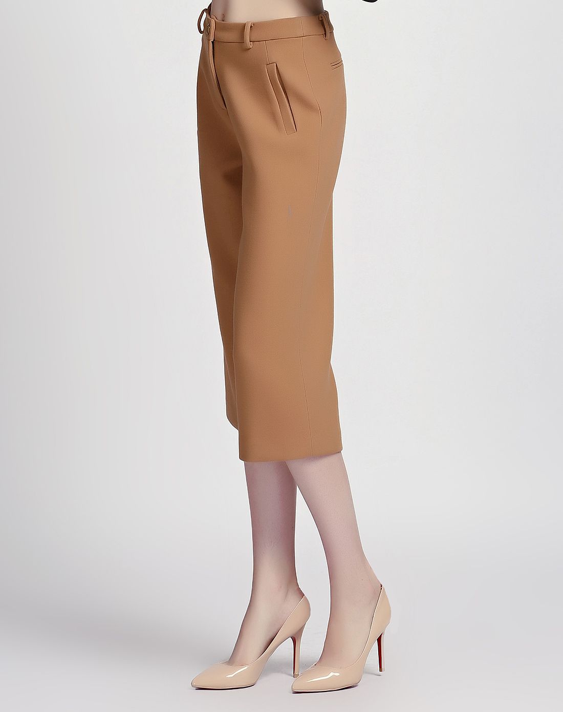 驼色时尚七分阔腿裤