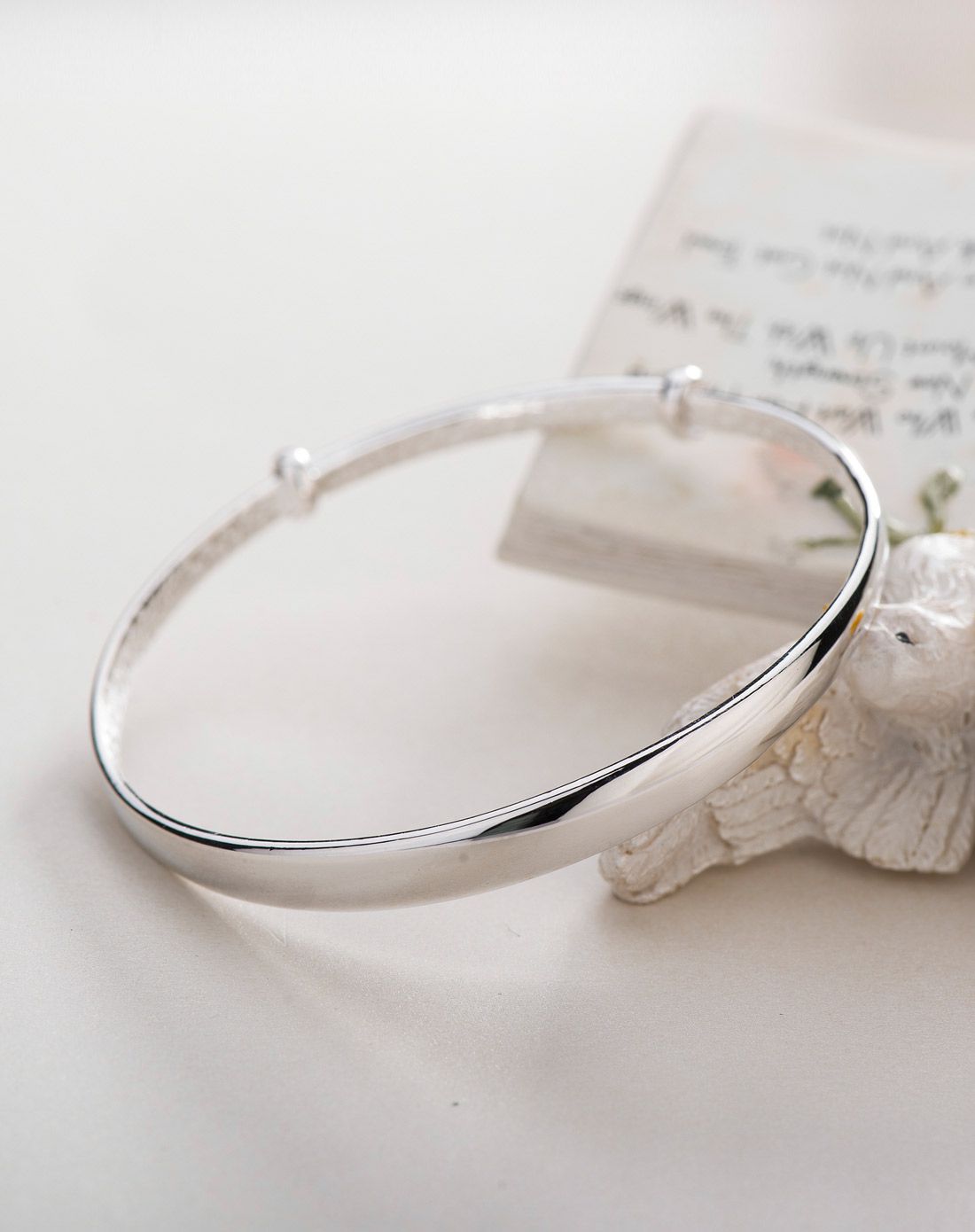 银时代 惜缘.990足银光板手镯时尚百搭经典