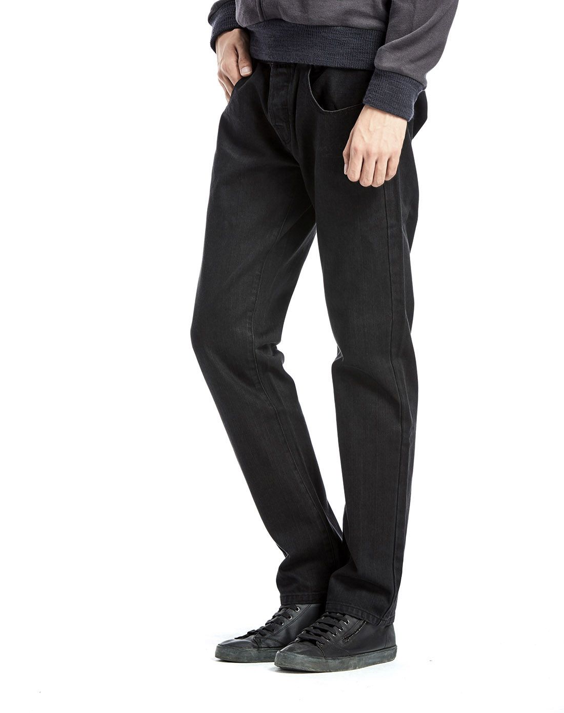 男性黑色梭织裤