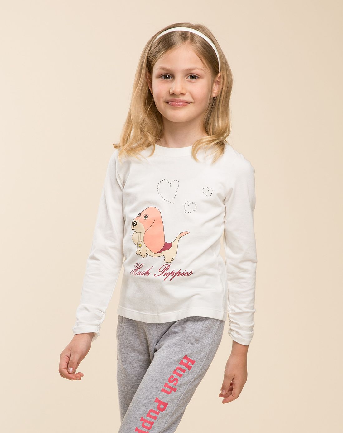 暇步士hush puppies童装专场 女童本白基础圆领衫