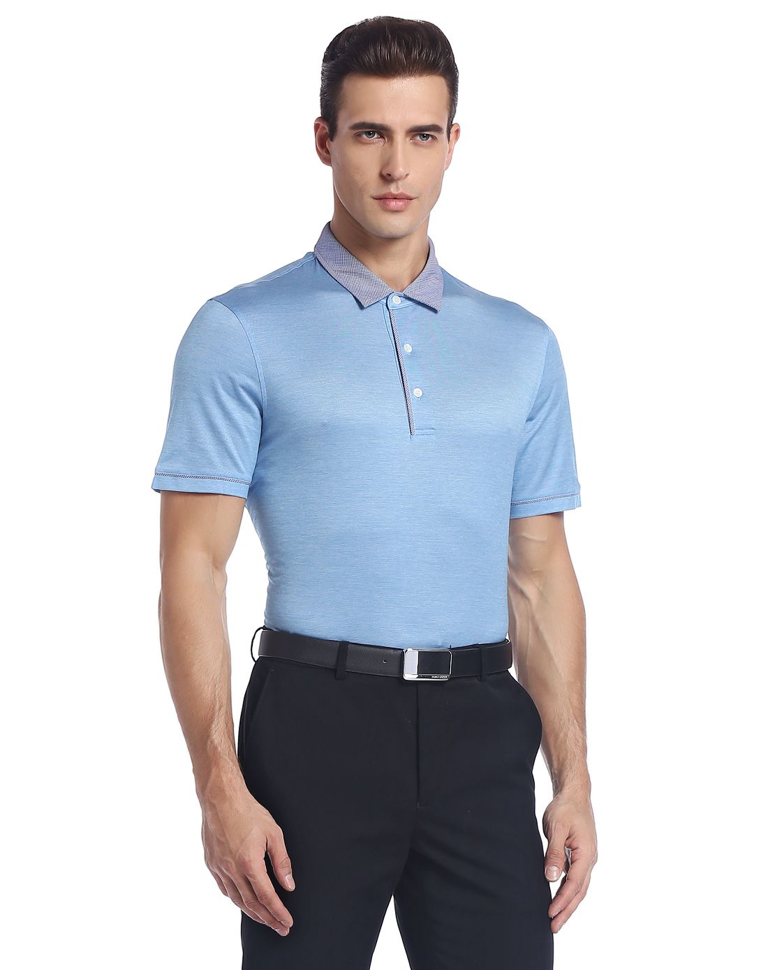 天蓝色简约舒适短袖polo衫