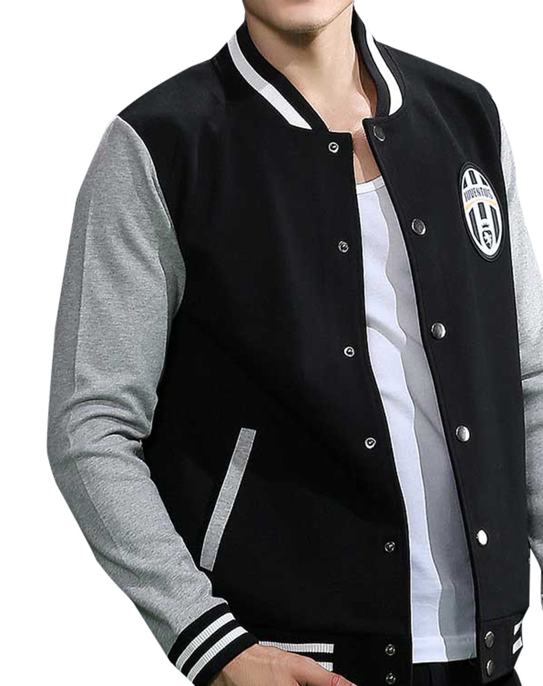 时尚休闲 男士黑色空气层休闲棒球外套 场下训练服