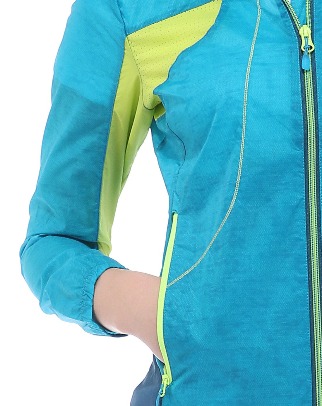 轻薄透气 女蓝色皮肤风衣 时尚户外