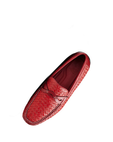 de verli红色编织牛皮休闲单鞋