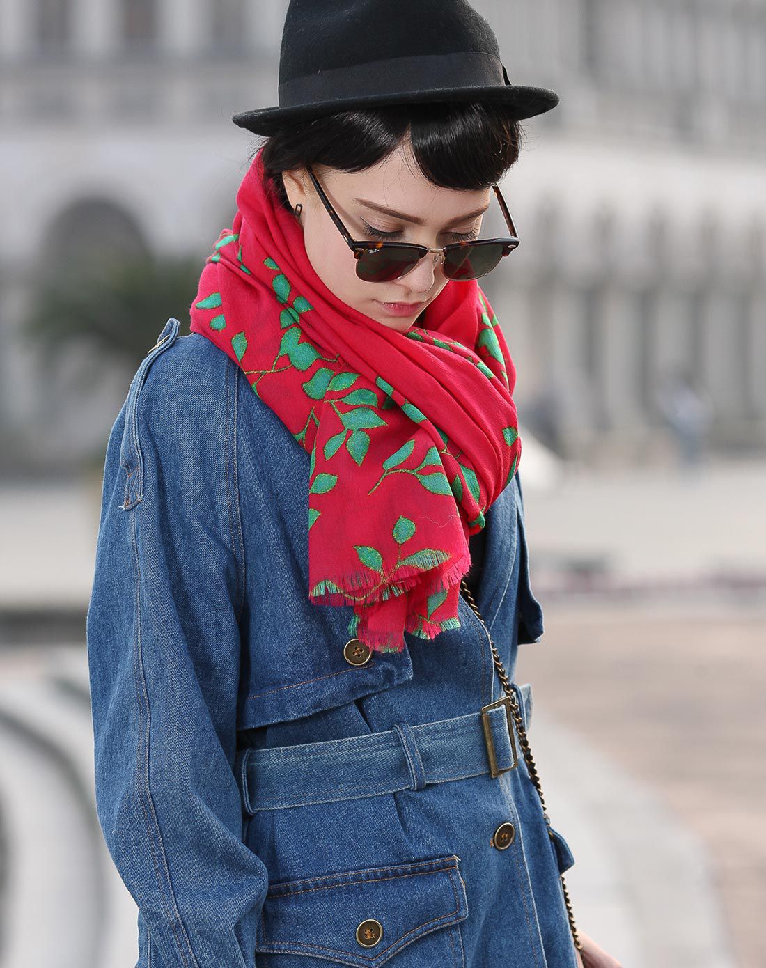 圣大保罗围巾专场圣大保罗 水溶叶飘羊毛印花长巾sryp16102723-24