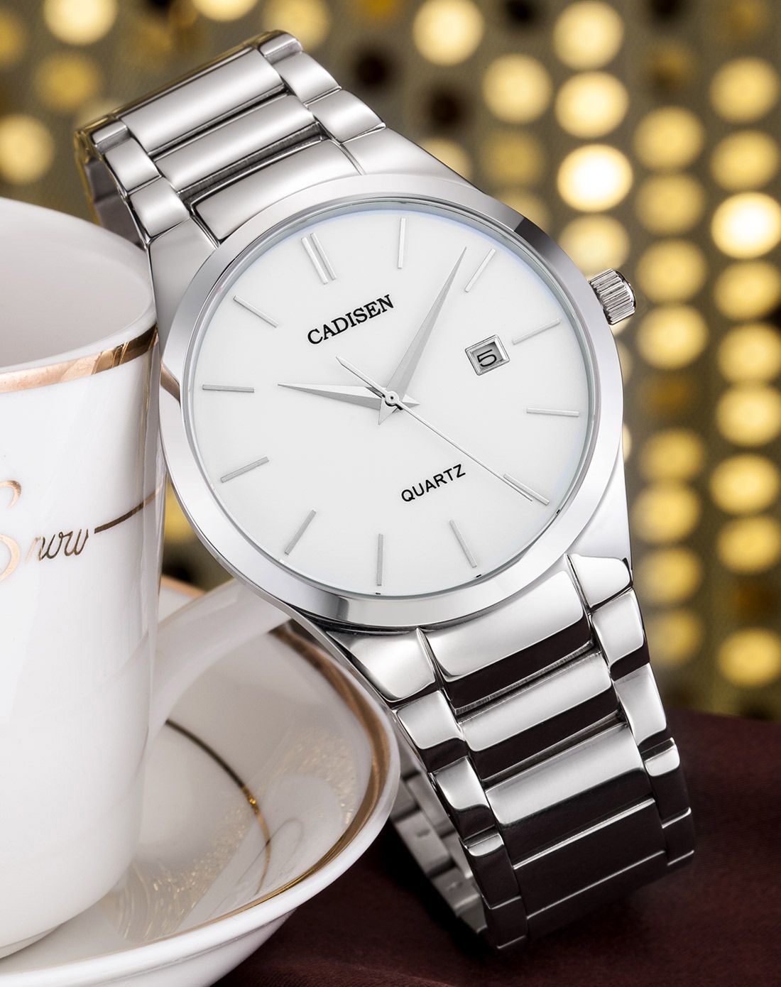 卡迪森cadisen 专柜同步商务简约精钢石英男表