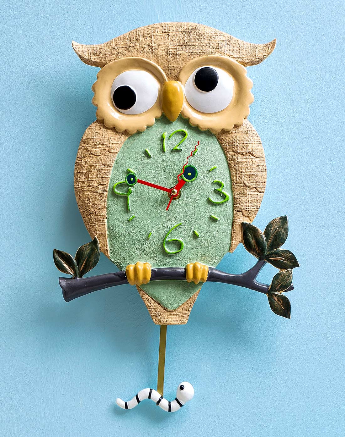 家装欧式高品创意夜光猫头鹰静音挂钟051-dz
