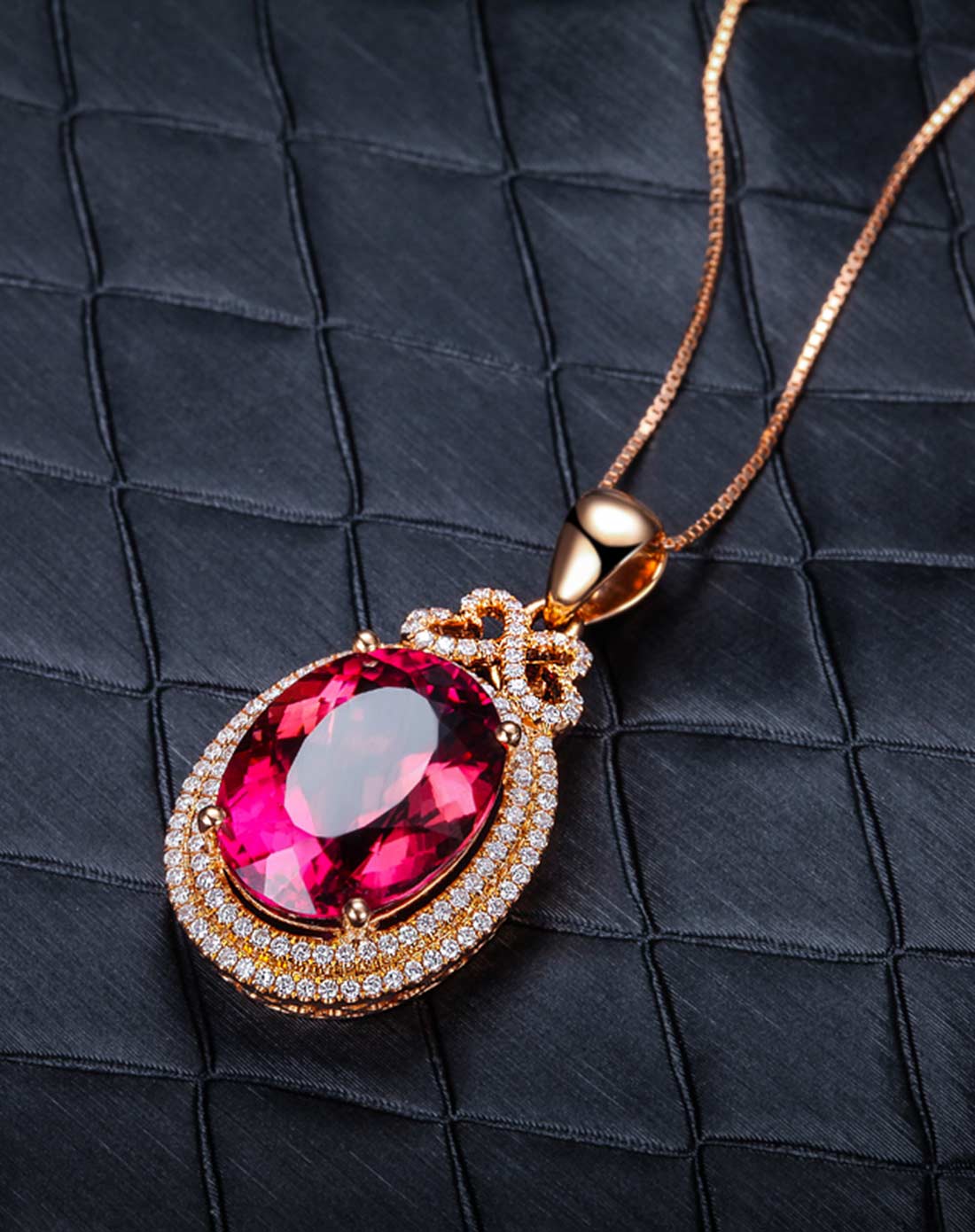 8.4克拉玫瑰18k金红碧玺吊坠(不含链)