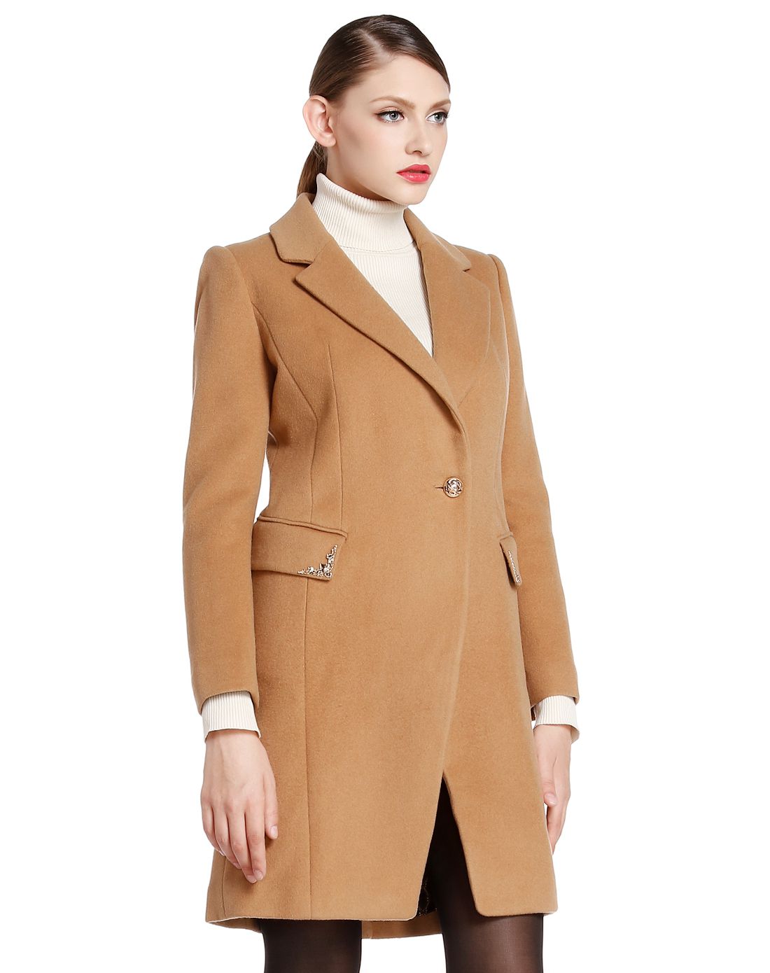 米驼色优雅淑女长袖大衣