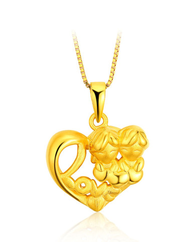 谢瑞麟 金足黄金浪漫情侣吊坠