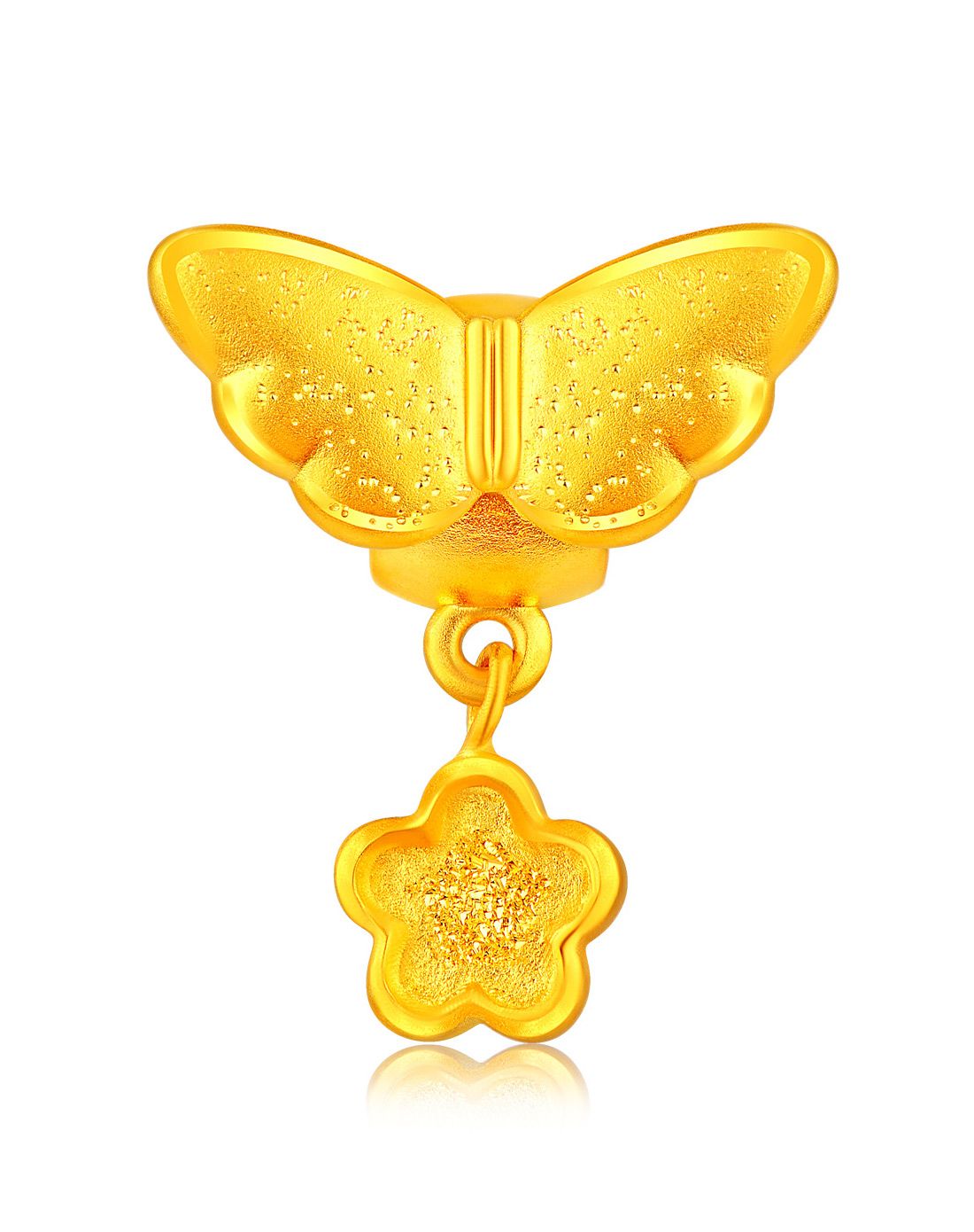 亚一珠宝专场3d硬足金黄金吊坠串珠星空翅膀梅花(约1.9克)不含链yy030