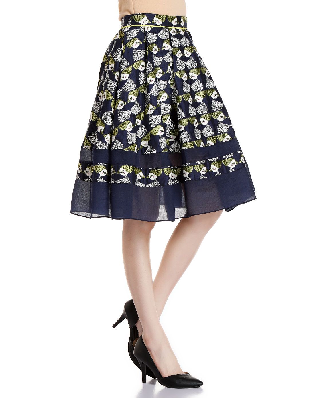 on&on & w. & coiincos女装深蓝/黄色绣图时尚中裙id5ss010-52_唯品会