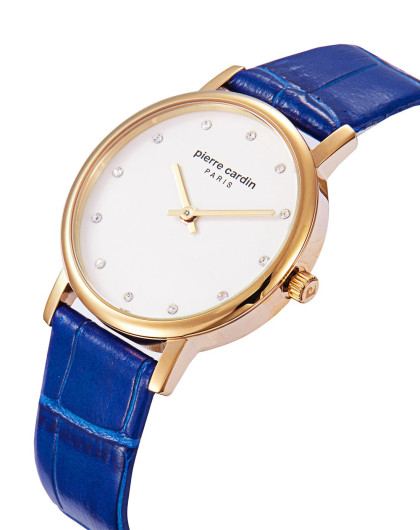 pierre cardin巴黎系列女款时尚水晶皮带石英腕表