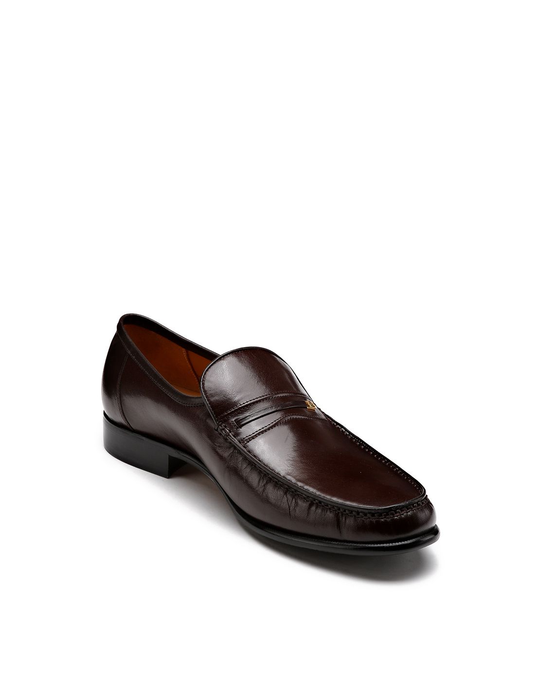 进口袋鼠皮 粒面袋鼠皮商务鞋深棕