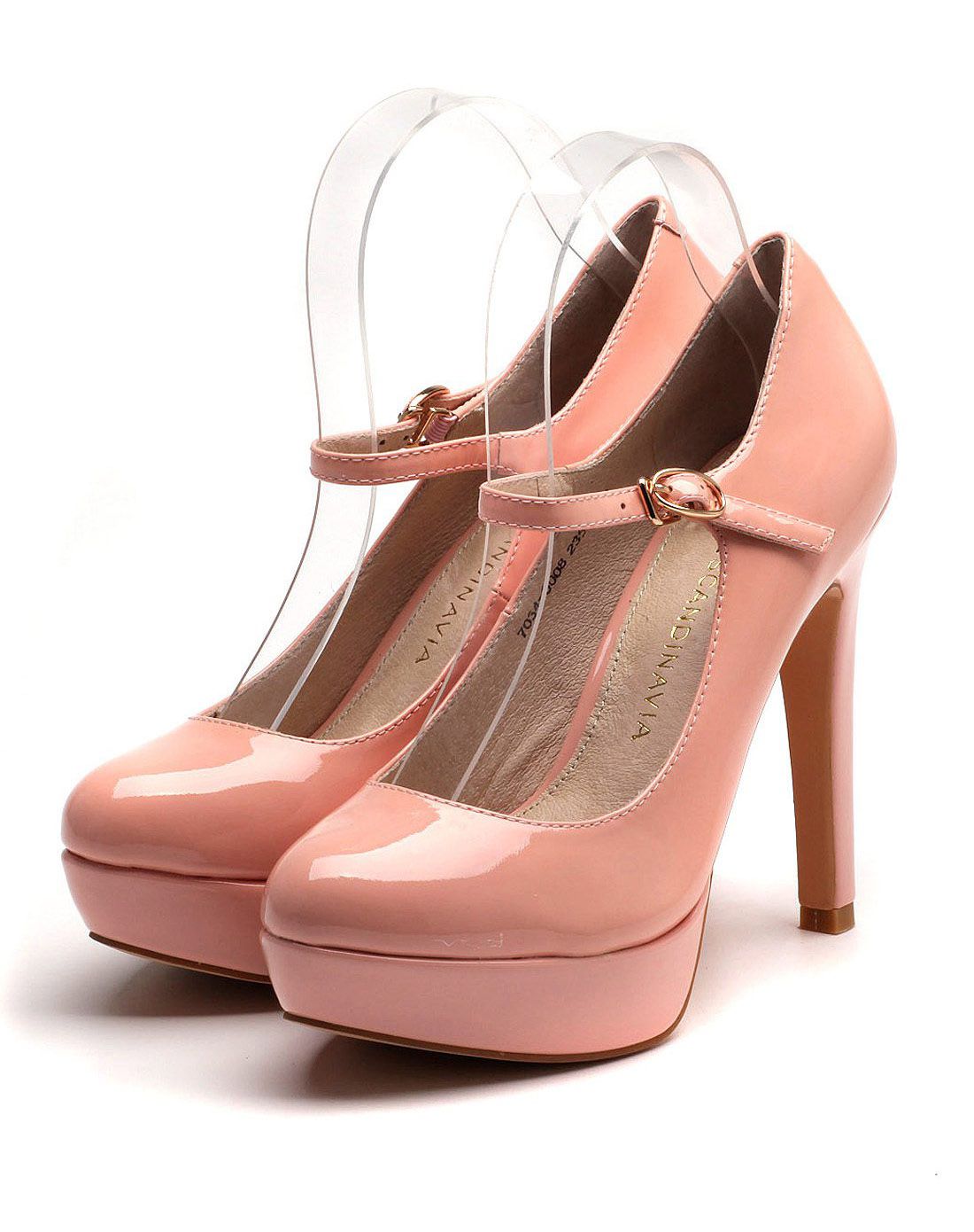 裸粉色漆面牛皮时尚单鞋