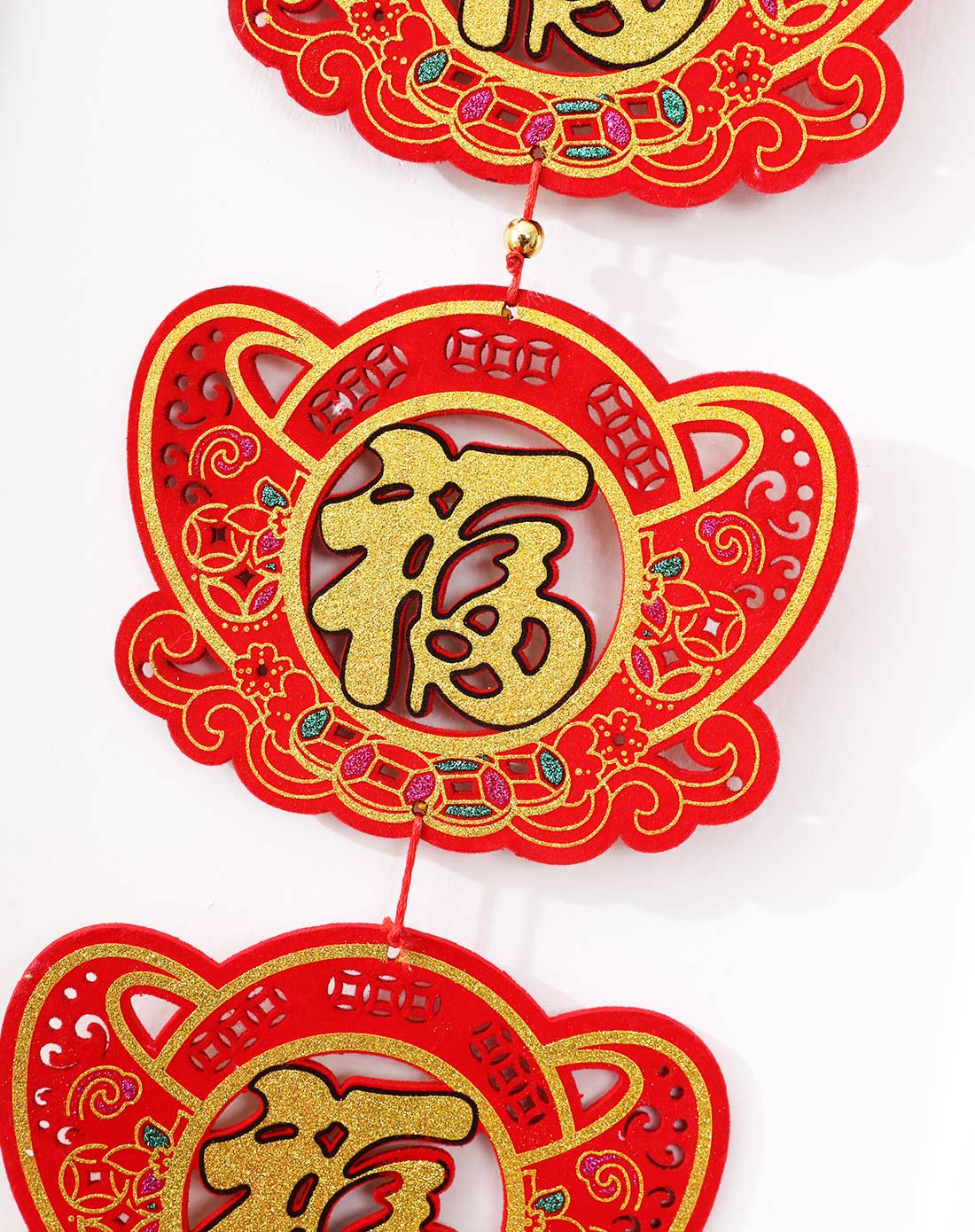 jm高品新年纳福吉祥红火元宝福字长串挂件