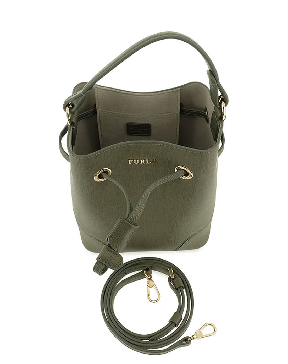 furla 牛皮单肩包水桶包 烟灰色