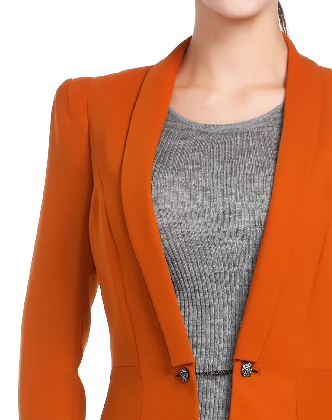 暗橙色斯文气质长袖外套