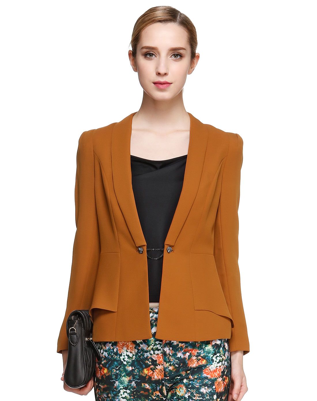 暗橙色斯文气质长袖外套